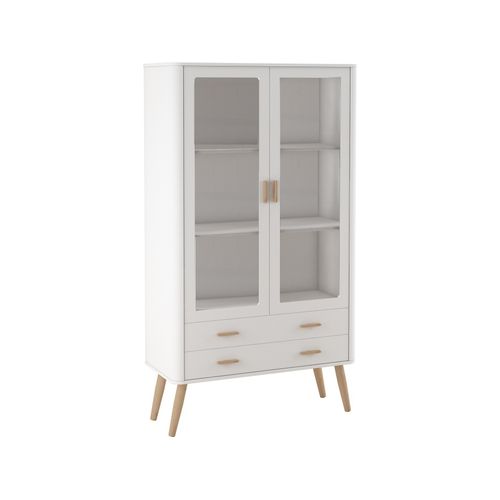 Piano-vitrine à 2 Portes Vitrées En Chêne Blanc