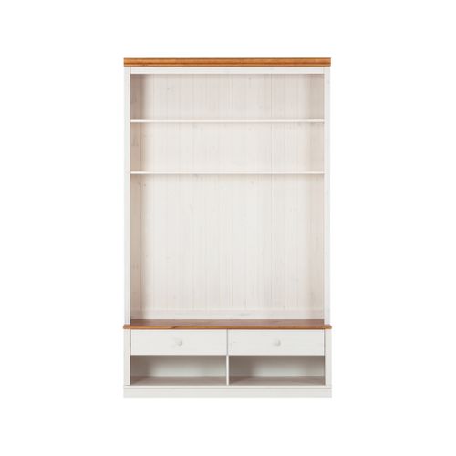 Anita-meuble Mural Avec Bibliothèque + Meuble Bas à 2 Tiroirs En Pin Blanc