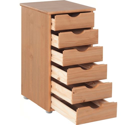 Gava-commode Avec 6 Tiroirs En Pin Naturel