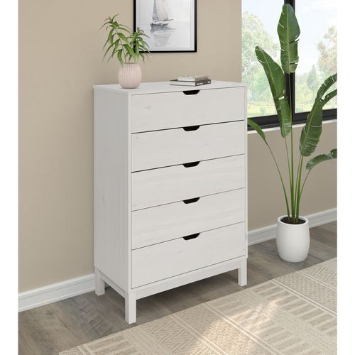 Post-commode 5 Tiroirs Blanc