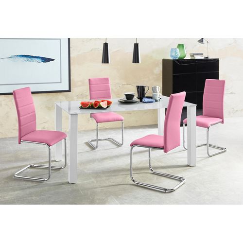 Norma Et Adora-ensemble De Table à Manger 160x90cm Avec 4 Chaises En Rose