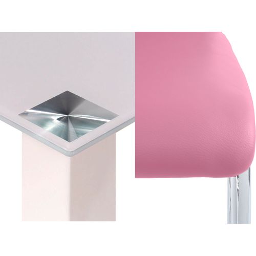 Norma Et Adora-ensemble De Table à Manger 160x90cm Avec 4 Chaises En Rose