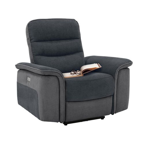 Maldini-fauteuil Inclinable En Cuir Véritable Gris Anthracite