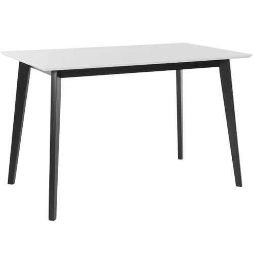 Cody - Table à Manger En Pin Mélamine Blanc Noir 6 Personnes L120