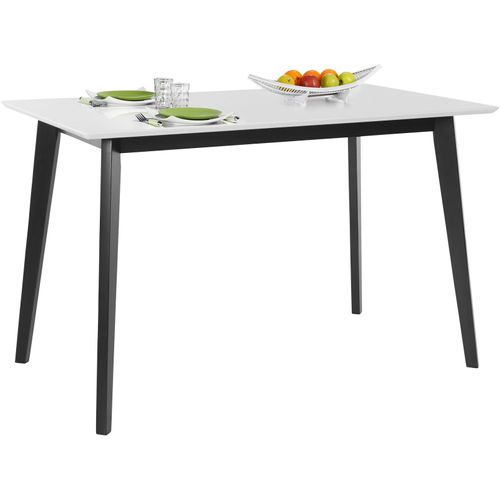 Cody - Table à Manger En Pin Mélamine Blanc Noir 6 Personnes L120