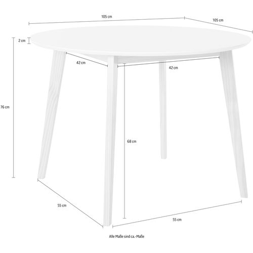 Cody - Table à Manger En Effet Pin Blanc 4 Personnes D105