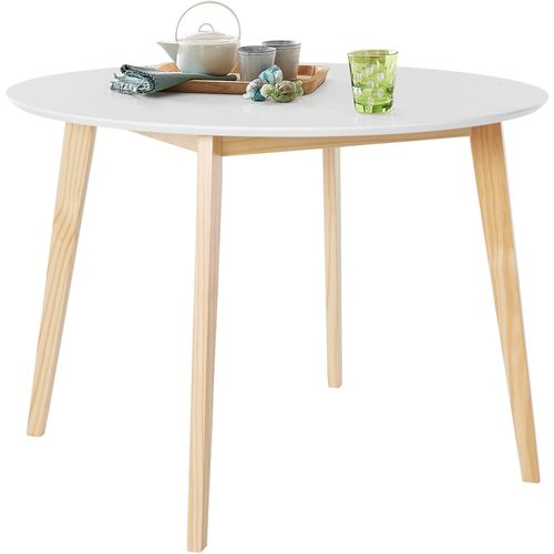 Cody - Table à Manger En Effet Pin Blanc 4 Personnes D105