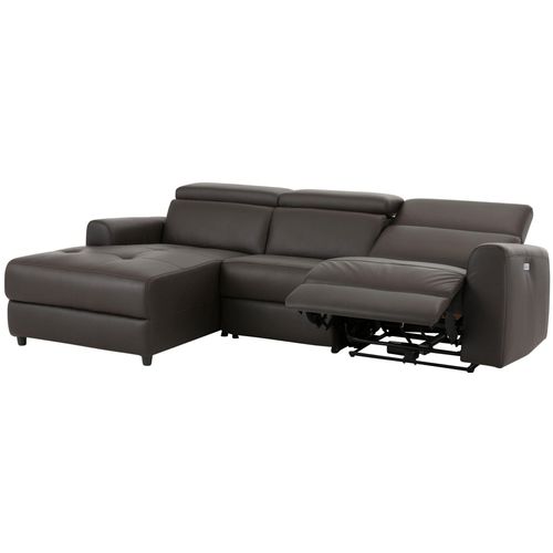 Capena-canapé 3 Places Chaise Lounge Électrique Gauche En Pu Marron