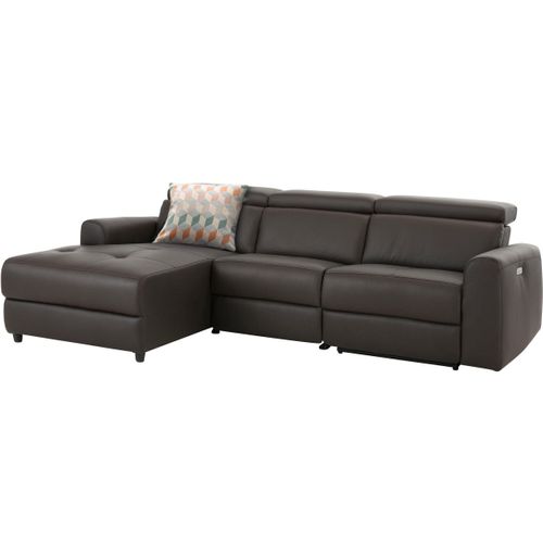 Capena-canapé 3 Places Chaise Lounge Électrique Gauche En Pu Marron