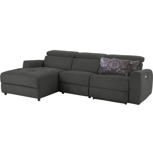 Capena-canapé 3 Places Chaise Lounge Électrique Gauche En Tissu Anthracite