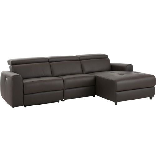 Capena-canapé 3 Places Chaise Longue Electrique Droite En Gl/pu Marron