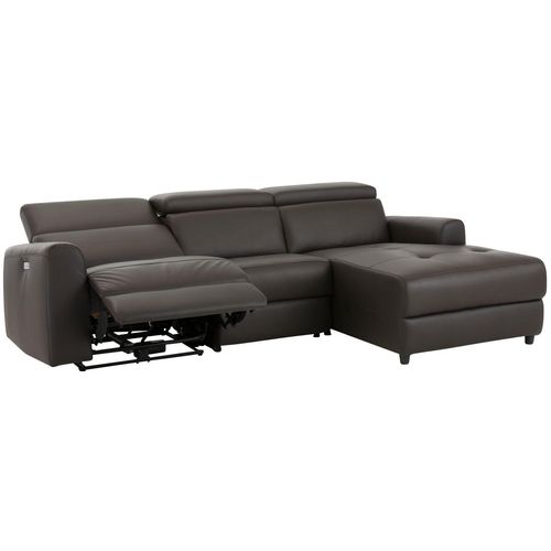 Capena-canapé 3 Places Chaise Longue Electrique Droite En Gl/pu Marron