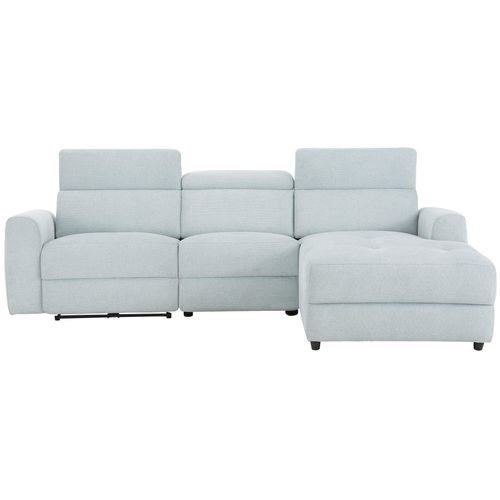 Capena-chaise Lounge Sofa 3 Places Droite Avec Fonction Électrique En Tissu Bleu Glacier