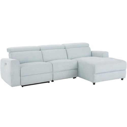 Capena-chaise Lounge Sofa 3 Places Droite Avec Fonction Électrique En Tissu Bleu Glacier