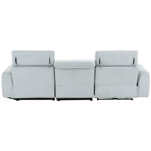 Capena-chaise Lounge Sofa 3 Places Droite Avec Fonction Électrique En Tissu Bleu Glacier