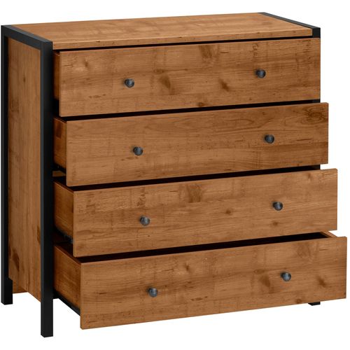 Chris-commode Avec 4 Tiroirs En Effet Chêne