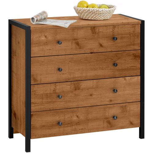 Chris-commode Avec 4 Tiroirs En Effet Chêne