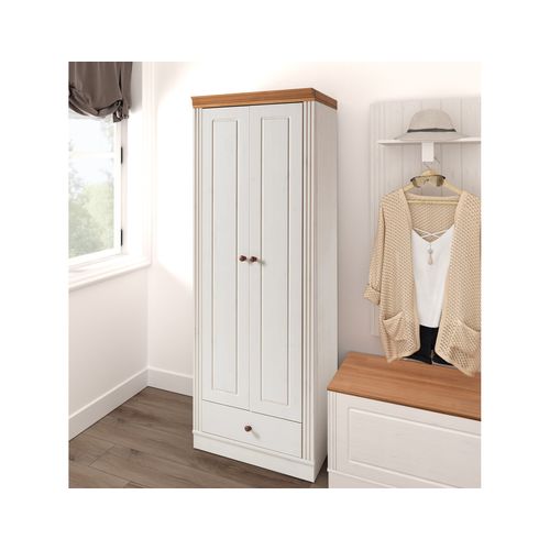 Anita-armoire Avec 2 Portes Et 1 Tiroir En Pin Blanc