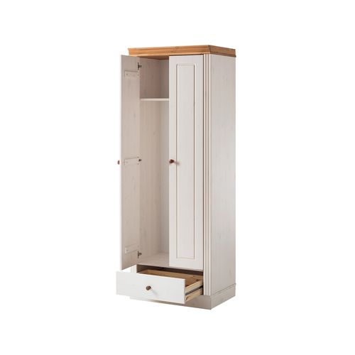 Anita-armoire Avec 2 Portes Et 1 Tiroir En Pin Blanc