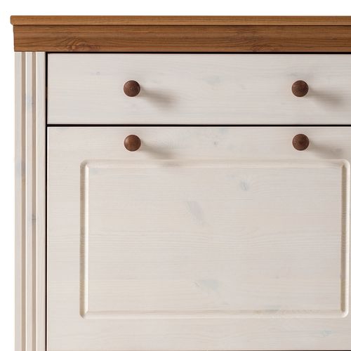 Anita - Coffre à Chaussures 2 Portes Battantes Et 1 Tiroir En Pin Blanc/miel