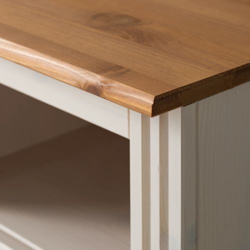 Anita-bureau Avec 3 Tiroirs Et 1 Porte En Pin Blanc / Miel