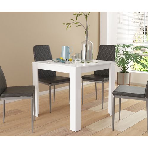 Lynn - Table à Manger En Mélaminé Blanc 4 Personnes L80