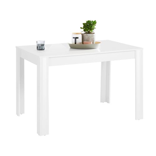 Lynn - Table à Manger En Mélaminé Blanc 6 Personnes L120