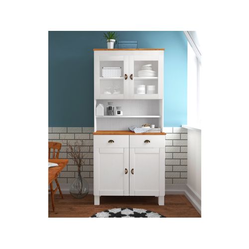 Oslo-buffet 2 Portes Vitrées 2 Portes 2 Tiroirs Blanc/miel