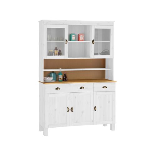 Oslo-buffet 2 Portes Vitrées 3 Portes 3 Tiroirs Blanc/miel