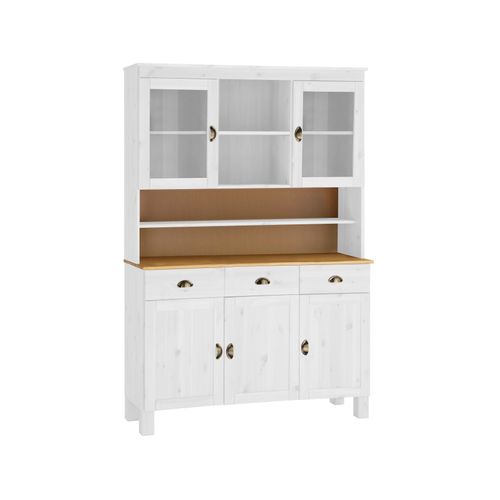 Oslo-buffet 2 Portes Vitrées 3 Portes 3 Tiroirs Blanc/miel