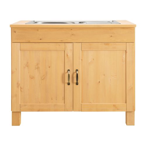 Alby-meuble Évier 100 Cm Avec 2 Portes En Pin Teinté