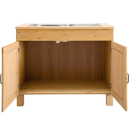 Alby-meuble Évier 100 Cm Avec 2 Portes En Pin Teinté