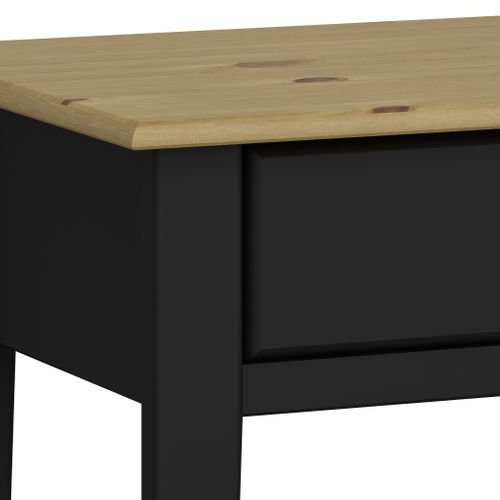 Lorca-bureau Avec 2 Tiroirs En Mdf Noir Et Plateau En Pin Nature