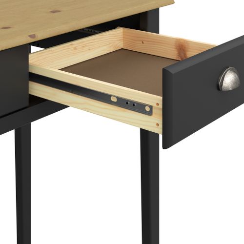 Lorca-bureau Avec 2 Tiroirs En Mdf Noir Et Plateau En Pin Nature