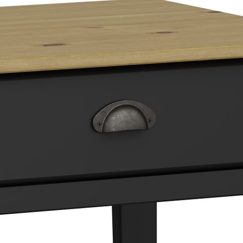 Lorca-bureau Avec 2 Tiroirs En Mdf Noir Et Plateau En Pin Nature