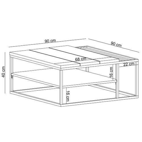 Apartment-table Basse 90x90 Cm Aspect Chêne Noir