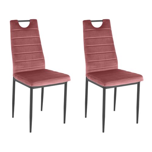 Mandy - Lot De 2 Chaises De Salle à Manger En Velours Rose