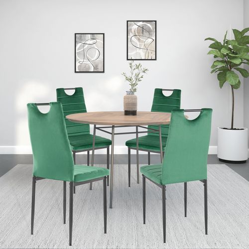 Mandy - Ensemble De 4 Chaises De Salle à Manger En Velours Vert Foncé
