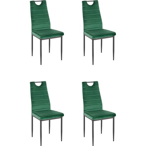 Mandy - Ensemble De 4 Chaises De Salle à Manger En Velours Vert Foncé