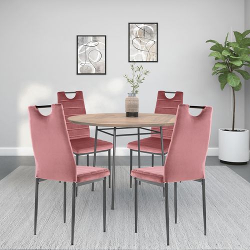 Mandy - Lot De 4 Chaises De Salle à Manger En Velours Rose Foncé
