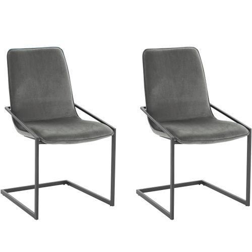 Viggo-lot De 2 Chaises De Salle à Manger Rembourrées En Velours Gris
