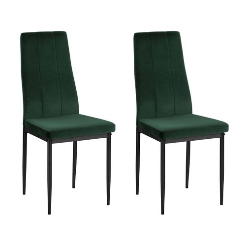 Kelly - Chaises De Salle à Manger Tapissées Ensemble De 2 En Vert Velours
