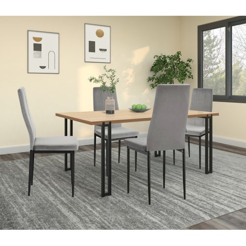 Kelly - Chaises De Salle à Manger Tapissées Ensemble De 4 En Velours Gris Clair