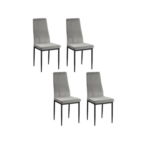 Kelly - Chaises De Salle à Manger Tapissées Ensemble De 4 En Velours Gris Clair