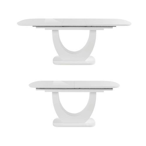 Felix-table à Manger En Mélaminé Blanc Avec Rallonge 8 Personnes L160