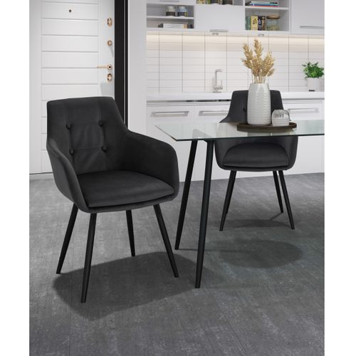 Bradford-chaises De Salle à Manger Tapissées Ensemble De 2 En Velours Noir