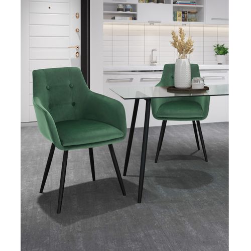 Bradford-chaises De Salle à Manger Tapissées Lot De 2 En Velours Vert Foncé