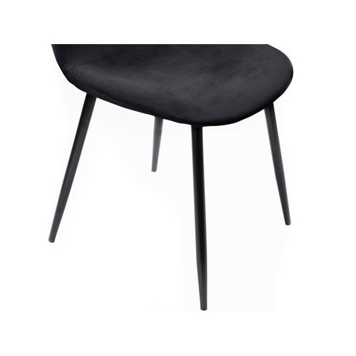 Monza - Ensemble De 2 Chaises De Salle à Manger En Velours Anthracite Et Pieds En Métal Noir