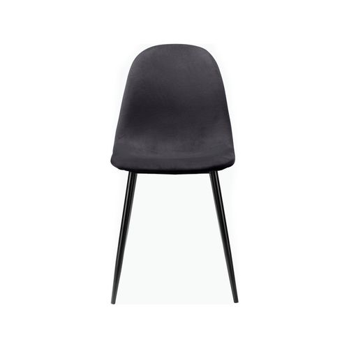 Monza - Ensemble De 2 Chaises De Salle à Manger En Velours Anthracite Et Pieds En Métal Noir