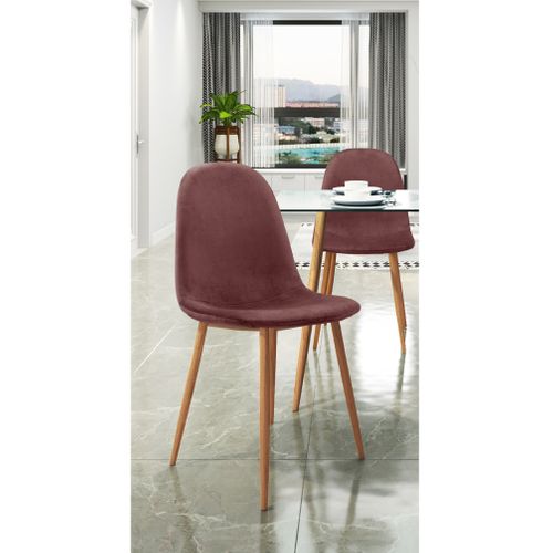 Monza - Lot De 2 Chaises De Salle à Manger En Velours Rose